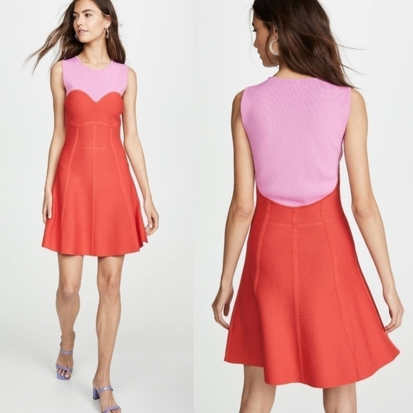 New Parker Sheri Knit Barbiecore Colorbock Roseberry Mini Dress NWT XS - Picture 1 of 13
